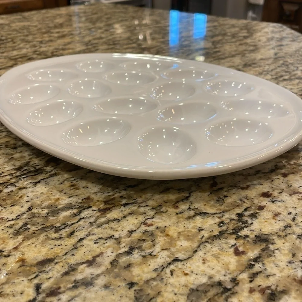 🐣White Ceramic Egg Platter 🥚 Dish